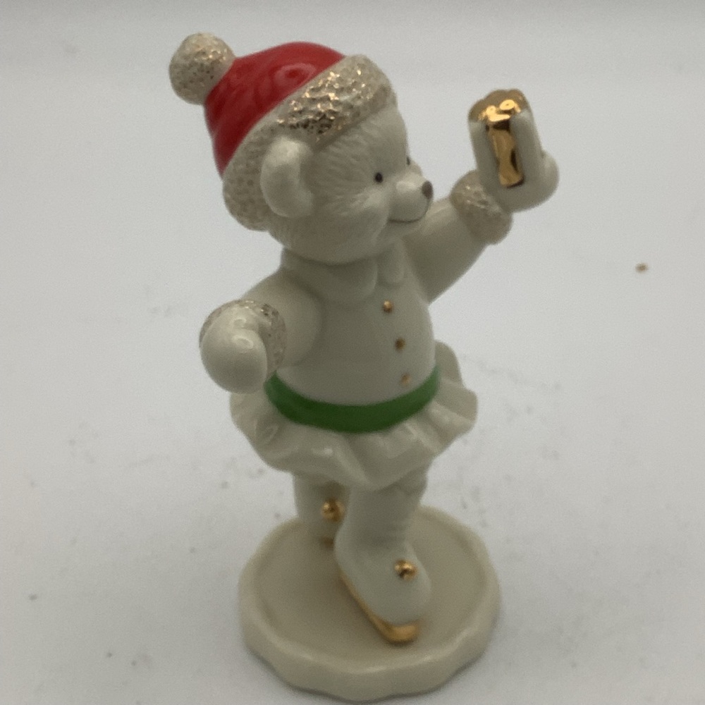 Lenox Christmas Ice Skating Bear Figurine with Gold Accents - Picture 4 of 9